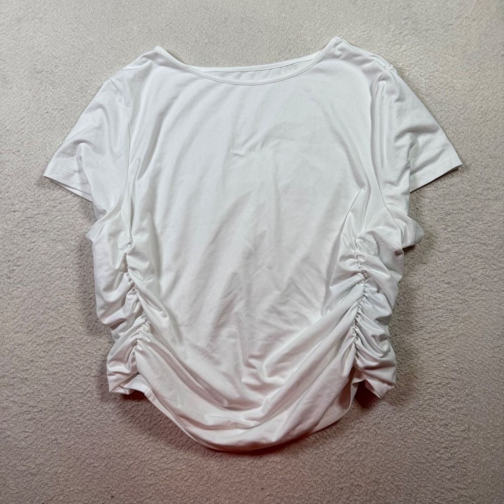 SHEIN Curve White‎ Ruched Side Short Sleeve Tee Top Plus Size 2XL Fairy Festival